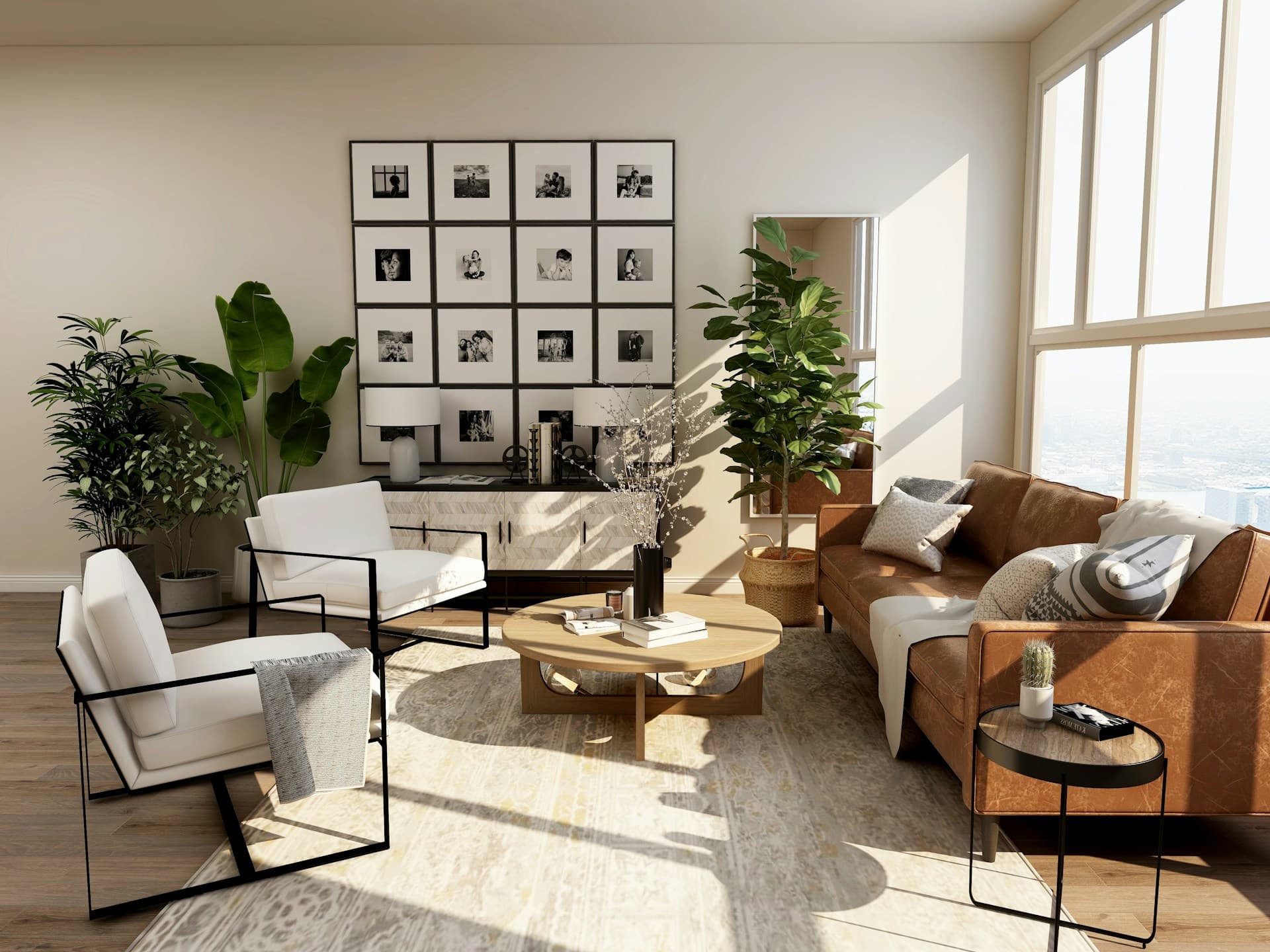 Premium interior living space with warm natural light